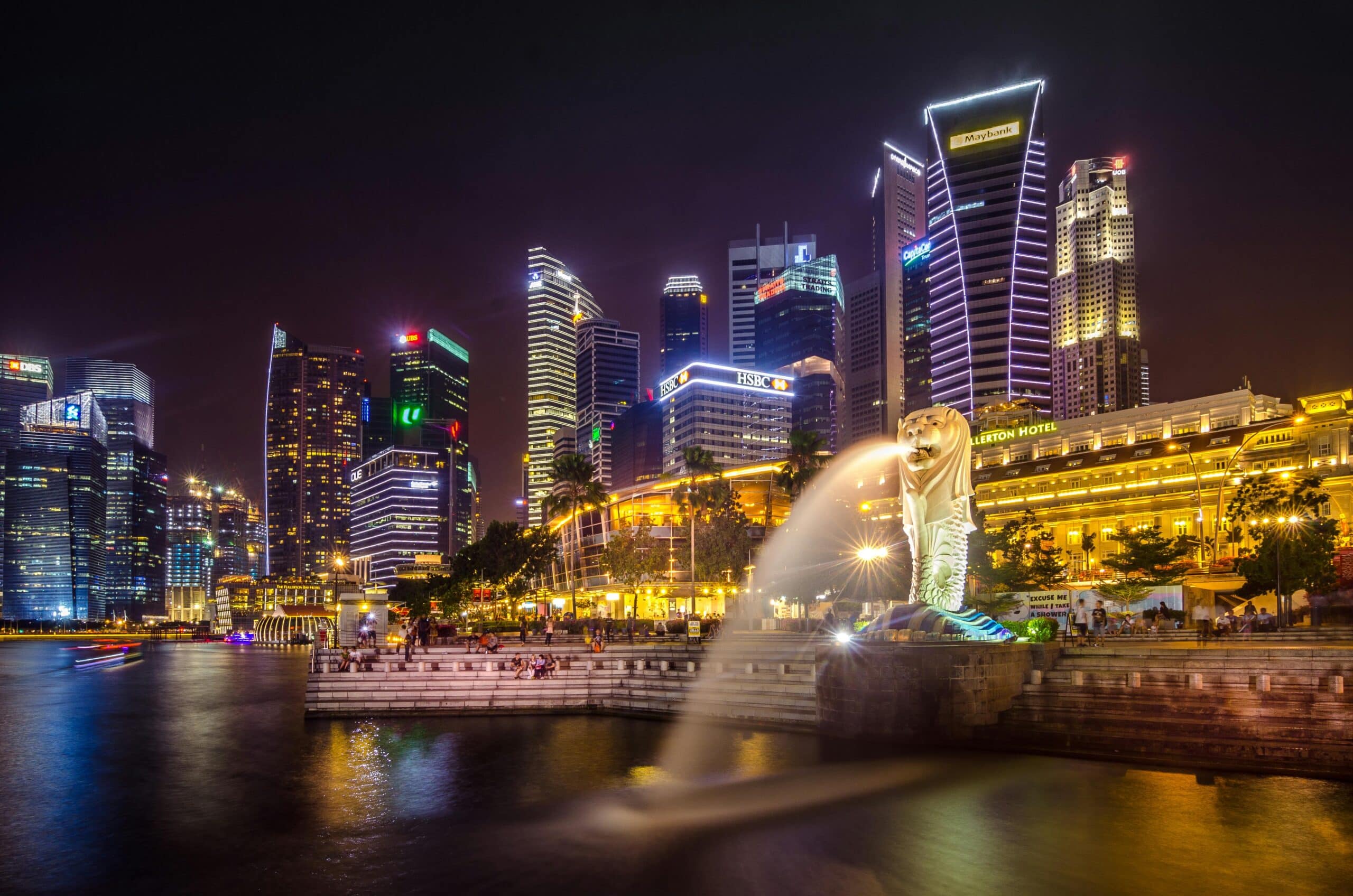 Singapore skyline at Marina Bay highlighting Asia's major air freight hub
