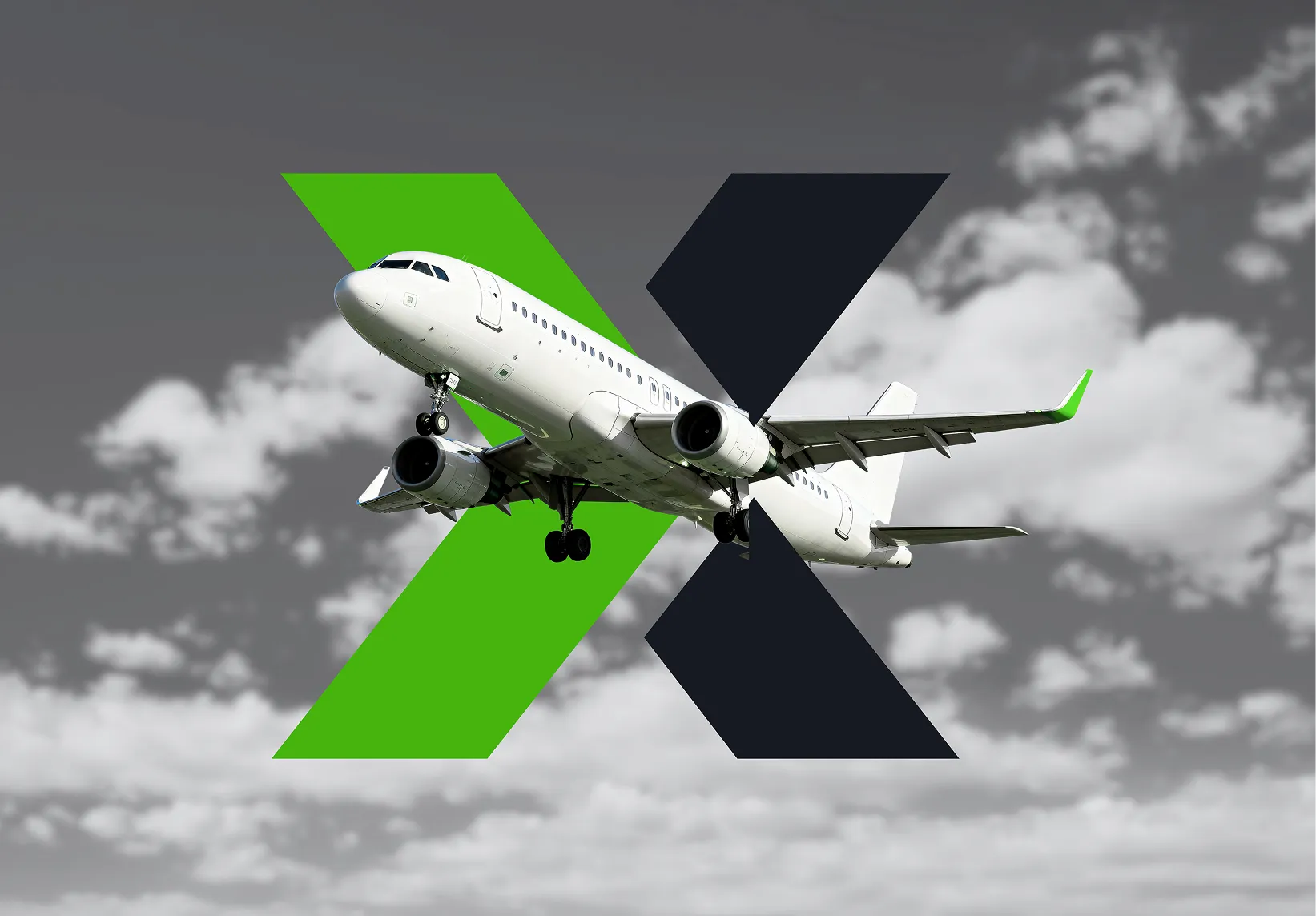 Commercial cargo airplane taking off, representing express international air freight services in the UK.