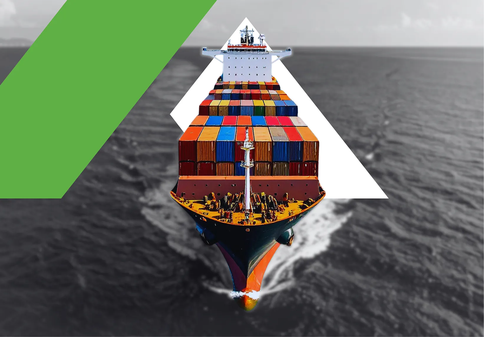 Large container ship at sea representing international sea freight and global container shipping.