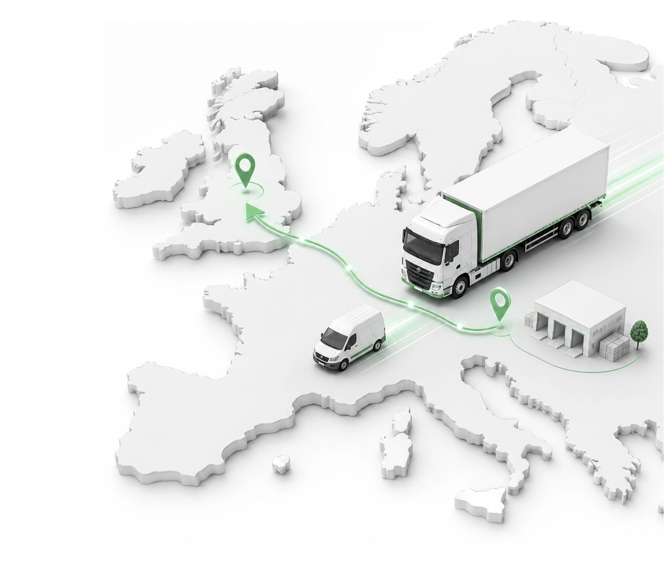 Plexus Freight forwarder mapping cargo distribution routes between the UK and Europe.