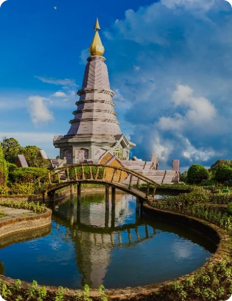 Thai pagoda and reflection pool representing Plexus Freight's Thailand shipping route